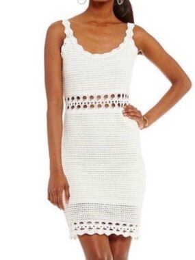 Guess Cassidy Crochet Open Knit Mini  Bodycon Sleeveless Dress Medium